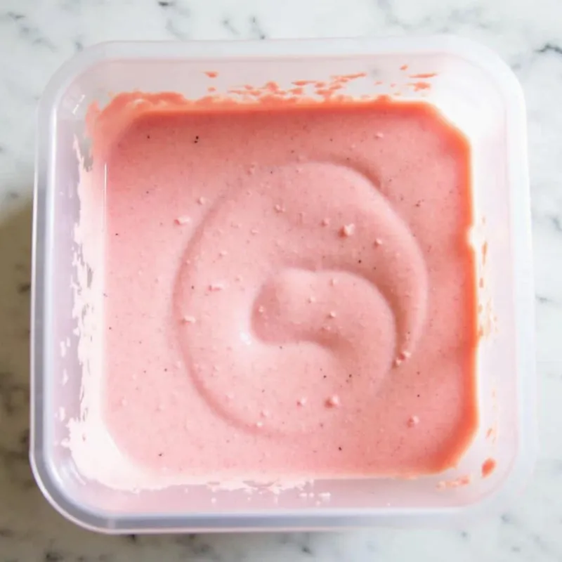 Strawberry Ice Cream Mixture in Container