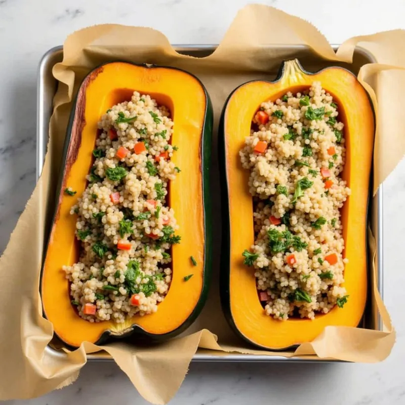 Stuffed Acorn Squash Baking