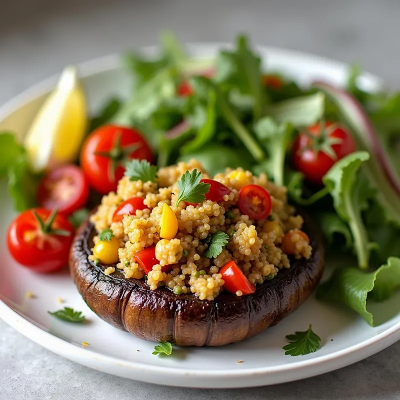 Stuffed Portobello Mushroom Served with a Side Salad