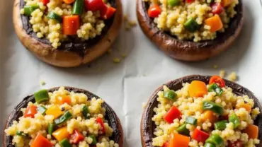 Portobello Mushrooms Stuffed and Ready for Baking