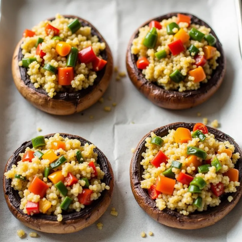 Portobello Mushrooms Stuffed and Ready for Baking