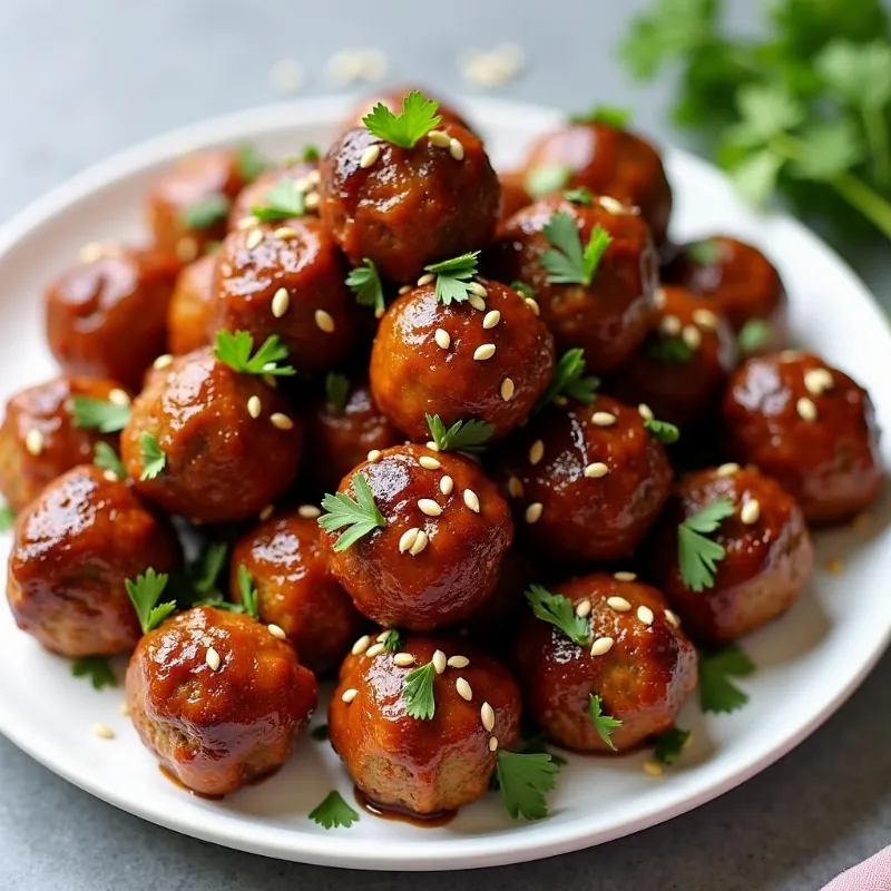 Platter of Sweet and Spicy Vegan Meatballs