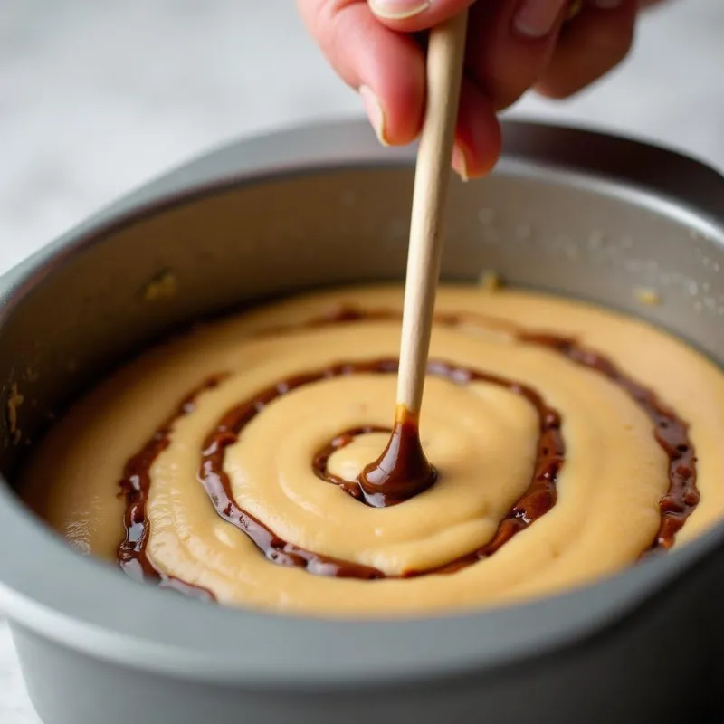 Swirling Coffee Mixture into Batter