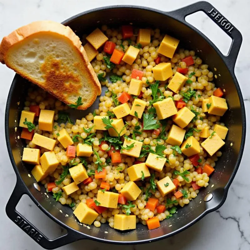 Vegan tofu scramble in a pan 