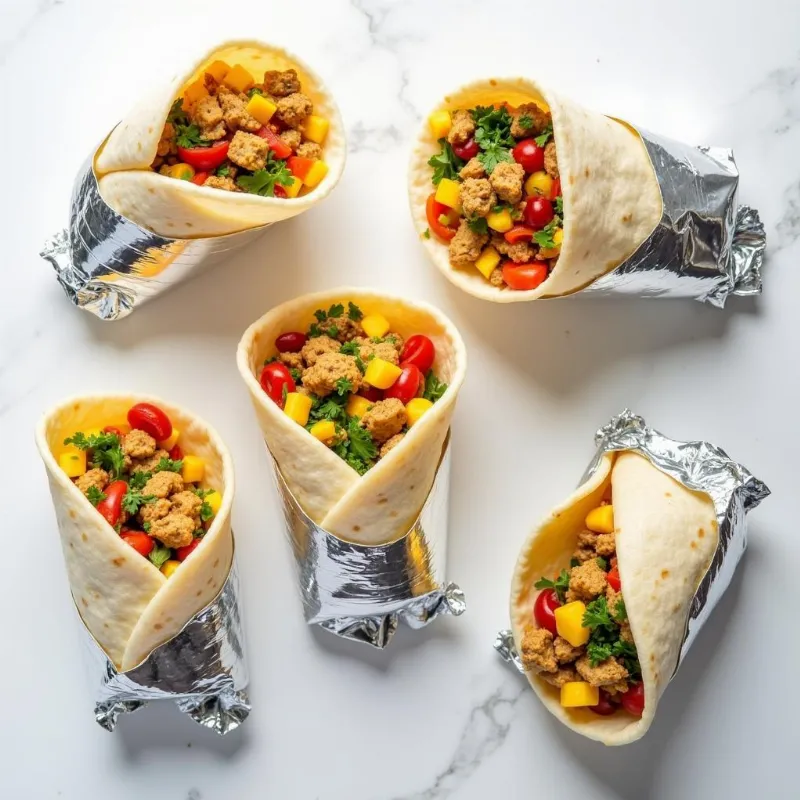 Tofu Scramble Breakfast Burritos Ready for Meal Prep