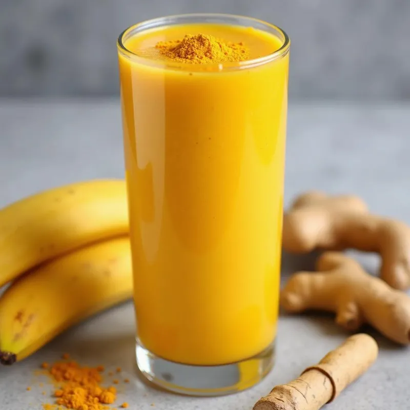 A glass of turmeric and ginger smoothie