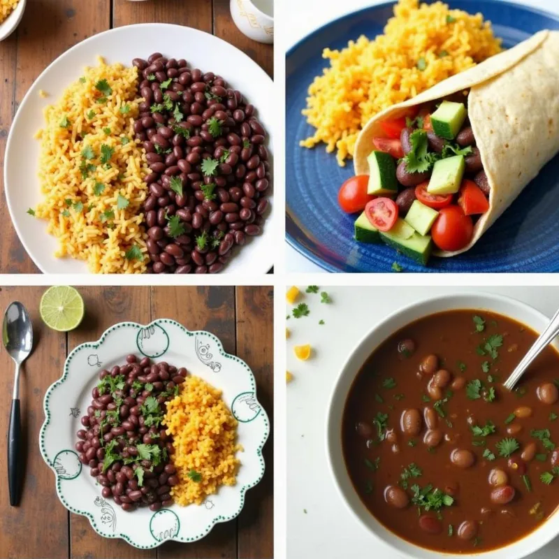 Variety of dishes made with Vegan Cuban Black Beans