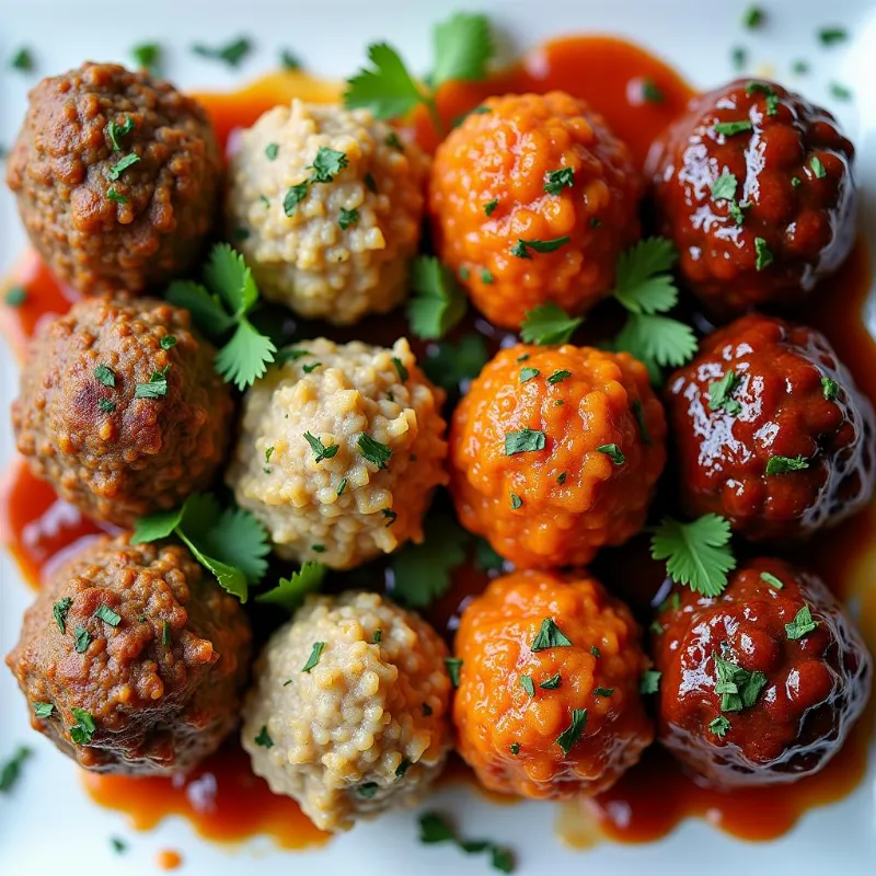 Different types of vegan meatballs