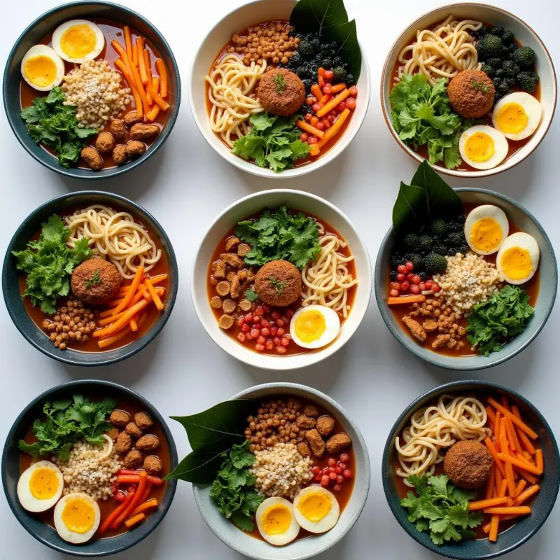 Variety of Vegan Ramen Bowls