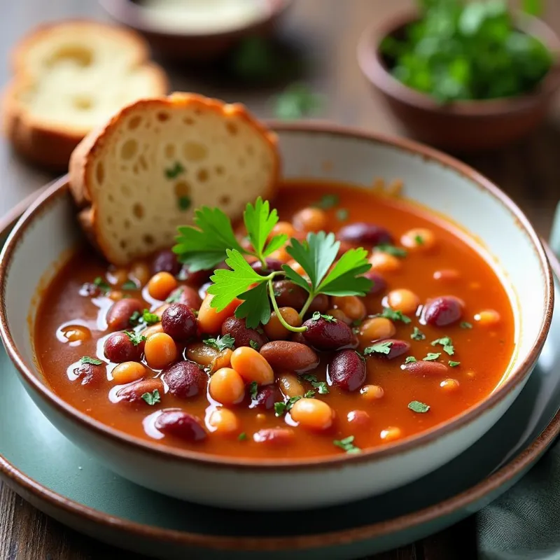 Vegan 15 Bean Soup Served