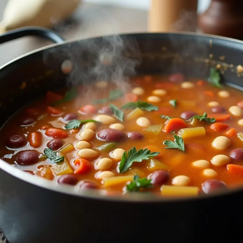 Vegan 15 Bean Soup Simmering