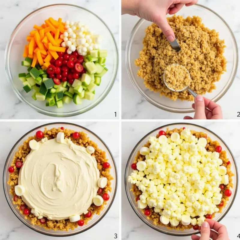 Layering Vegan 7 Layer Dip