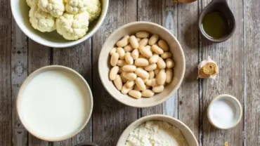 Ingredients for vegan alfredo sauce.