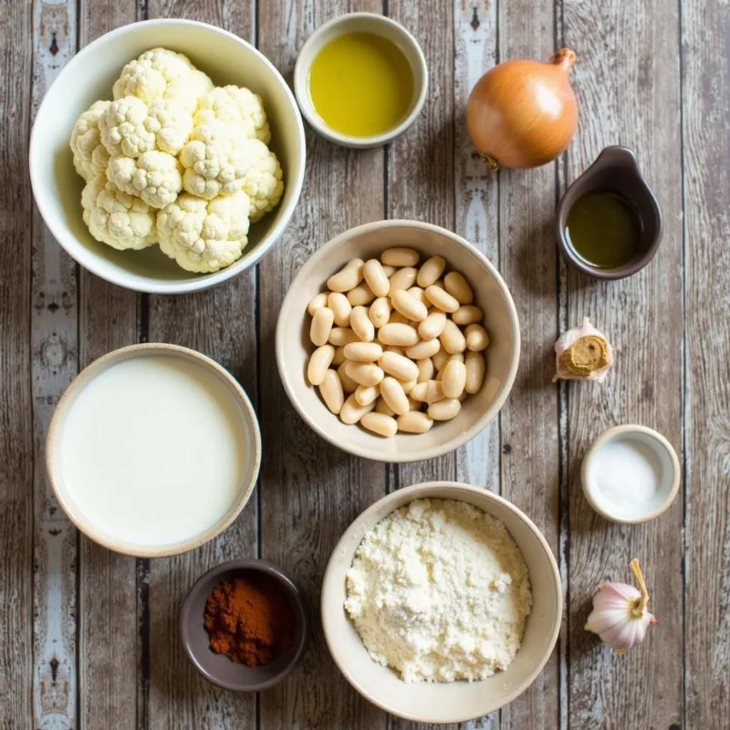 Ingredients for vegan alfredo sauce.