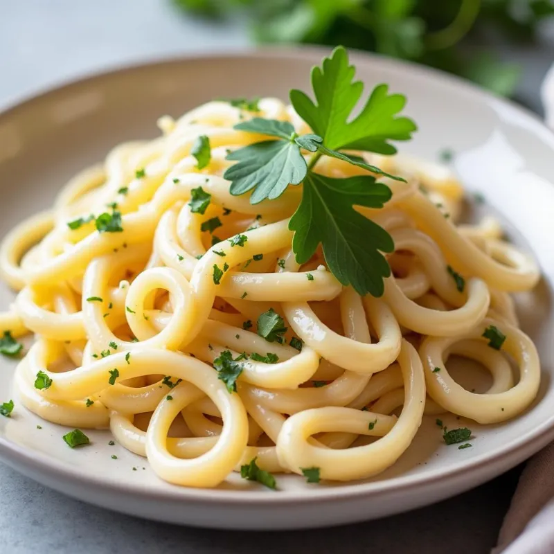 Vegan pasta with creamy cashew alfredo sauce