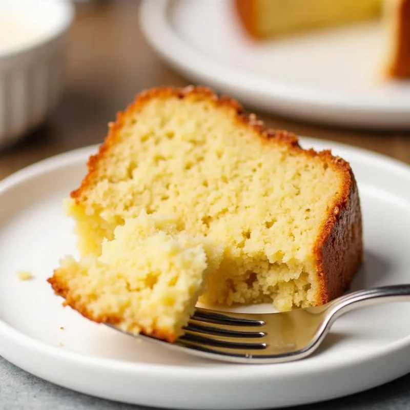 Vegan almond flour cake sliced and served on a plate