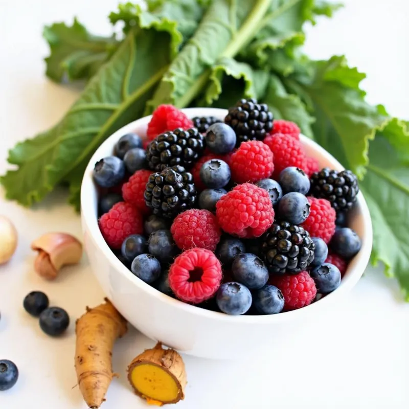 Bowl of colorful vegan anti-inflammatory ingredients