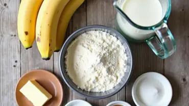 Ingredients for vegan banana cake