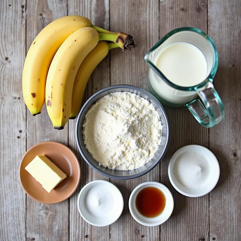 Ingredients for vegan banana cake