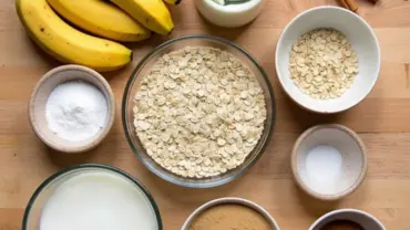 Vegan banana oat pancakes ingredients