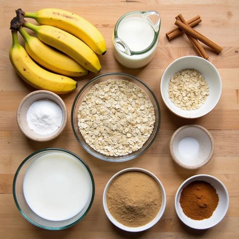 Vegan banana oat pancakes ingredients