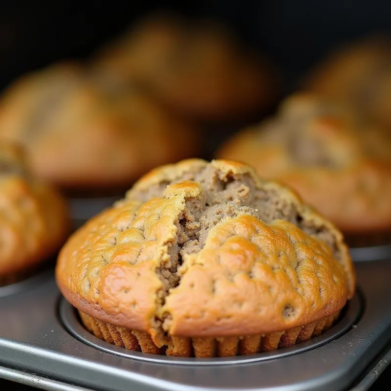 Vegan Banana Oatmeal Muffins Baking in Oven