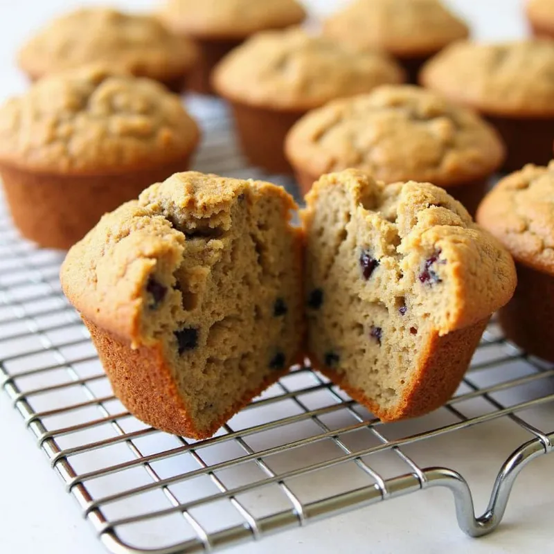 Vegan Banana Oatmeal Muffins Cooling on a Rack