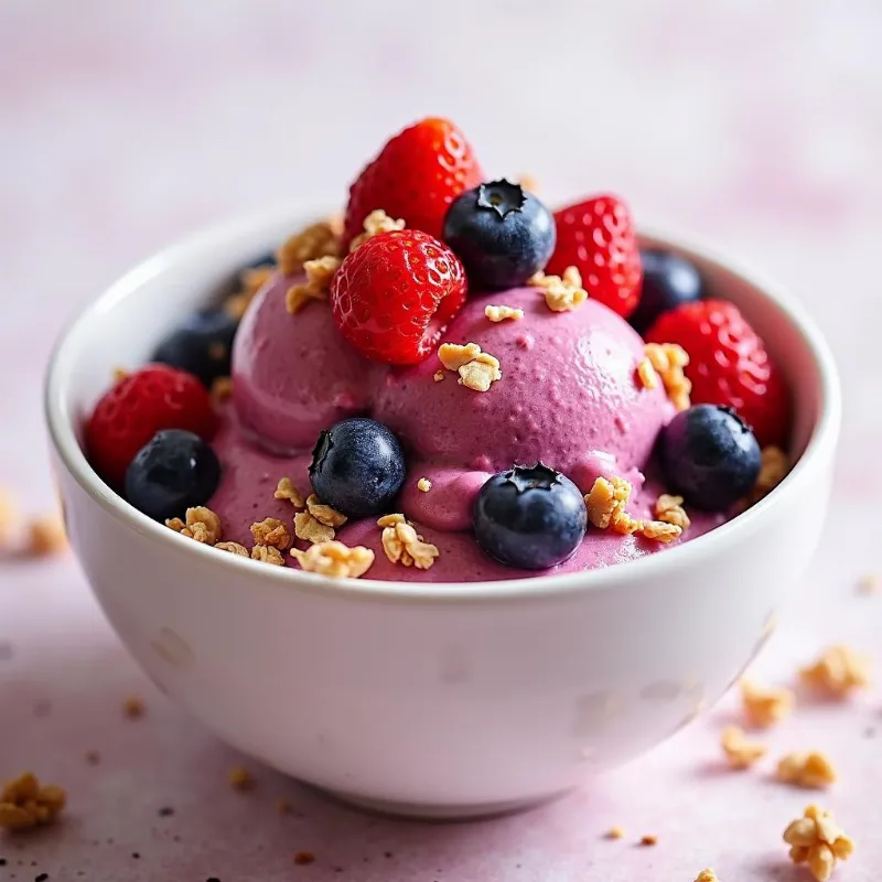 Vegan Berry Nice Cream with Toppings