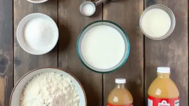 Vegan birthday cake ingredients arranged on a table