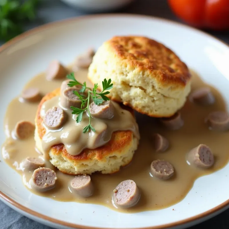 Vegan Biscuits and Gravy Serving