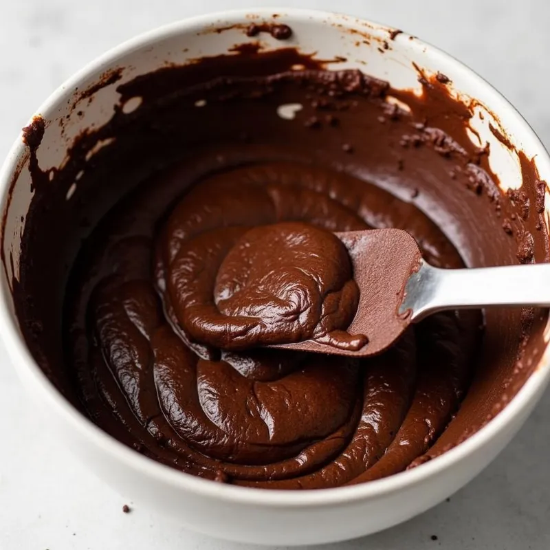 Vegan black bean brownie batter in a mixing bowl