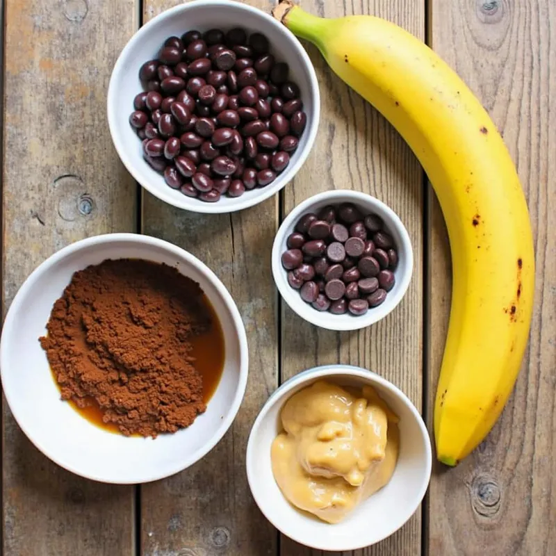 Ingredients for vegan black bean brownies arranged on a table