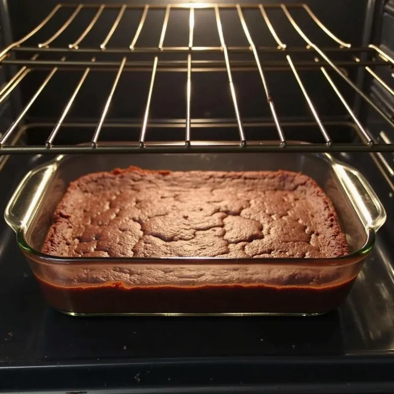 Vegan black bean brownies baking in the oven