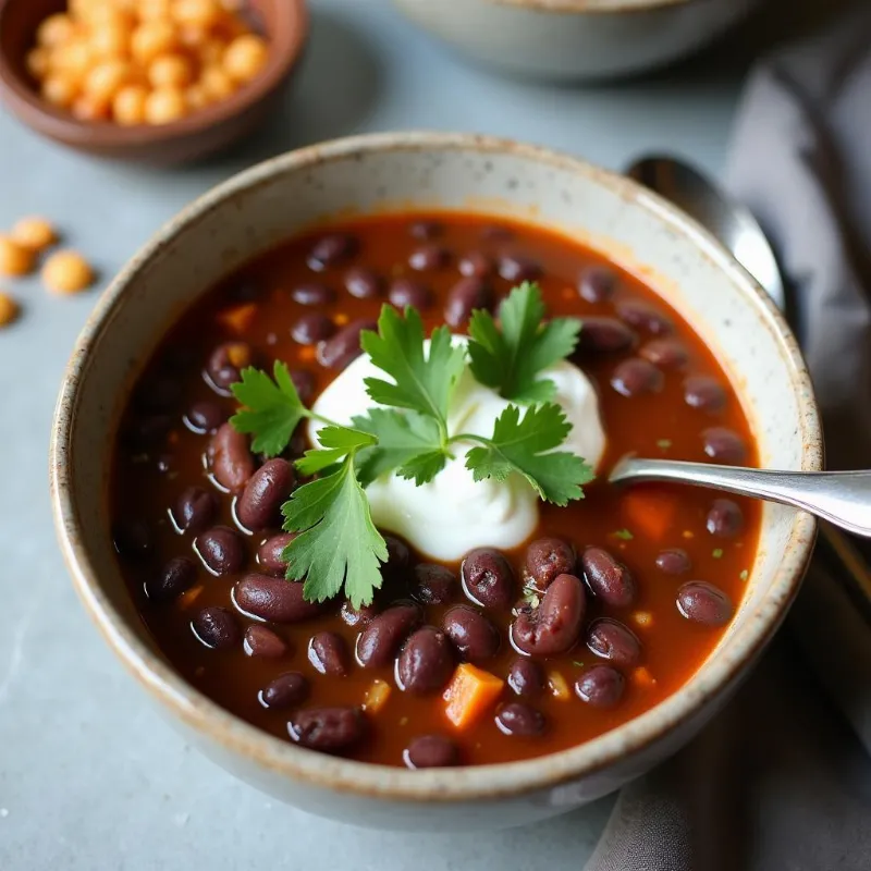 Steaming Bowl of Vegan Black Bean Soup