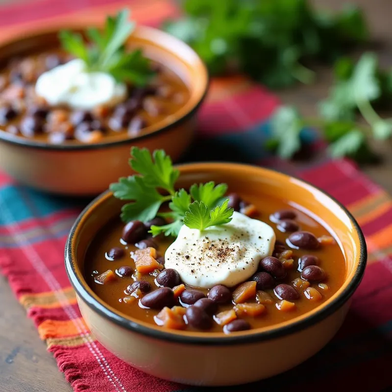 Vegan Black Bean Soup Serving