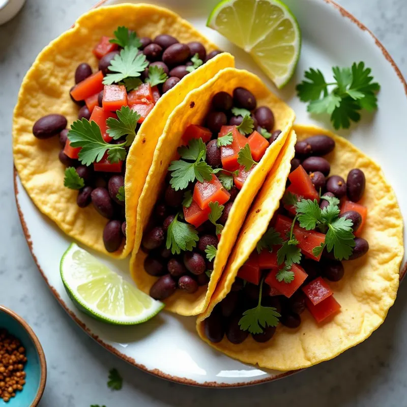 Colorful Vegan Black Bean Tacos