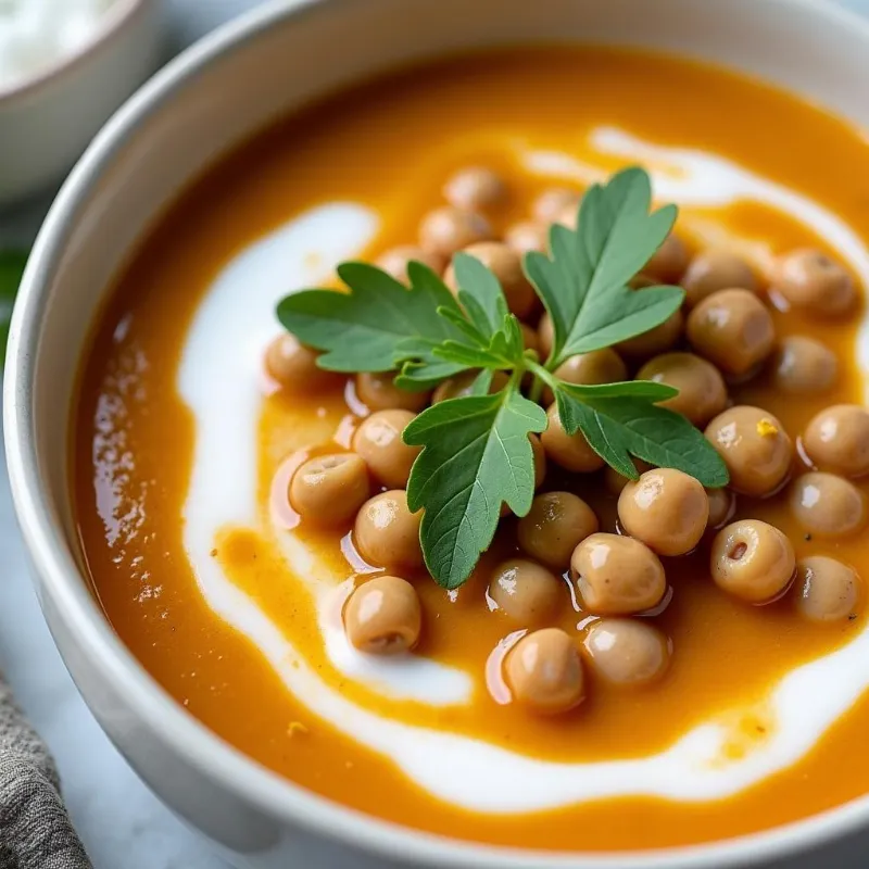 Bowl of creamy vegan black eyed pea soup