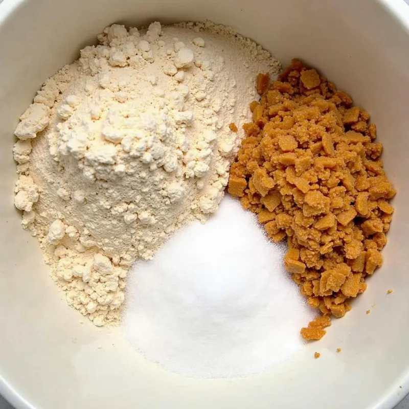 Dry ingredients for vegan bran muffins in a bowl