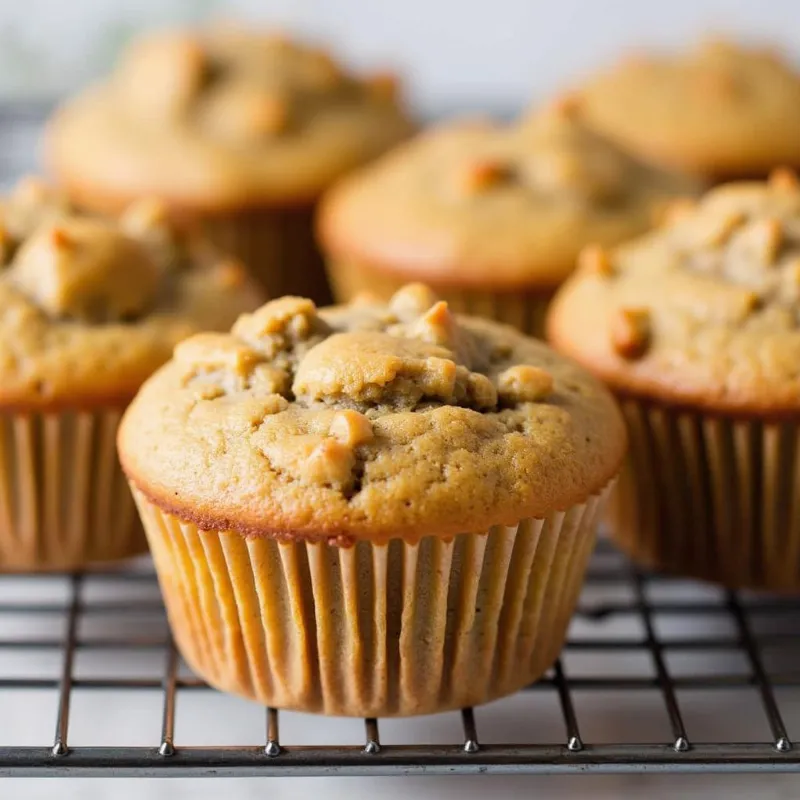 Freshly baked vegan bran muffins cooling on a rack