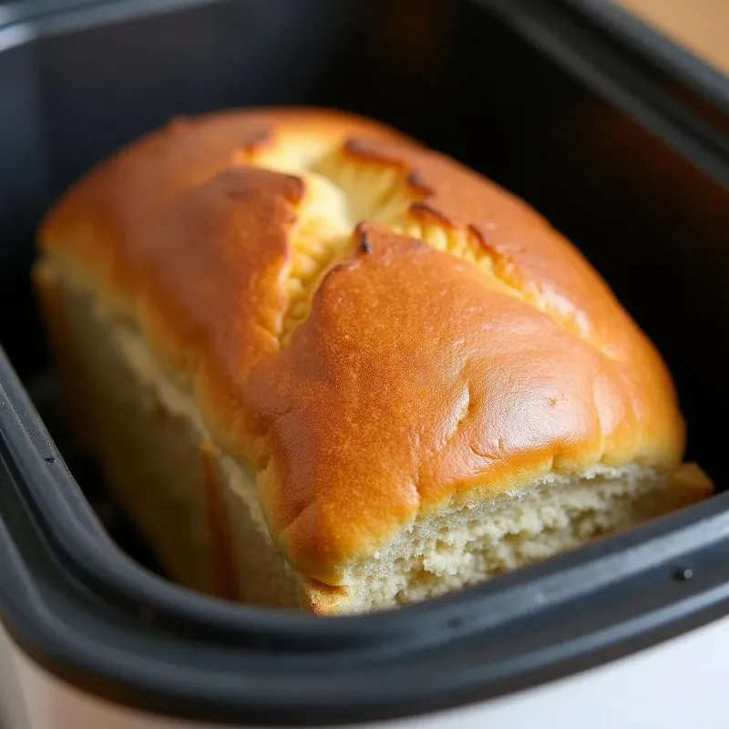 Vegan bread baking in a bread maker