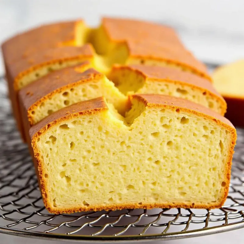 Vegan bread sliced on rack