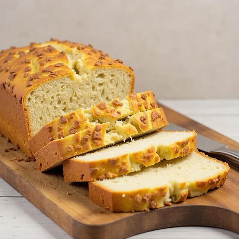 Slices of vegan bread on a wooden board