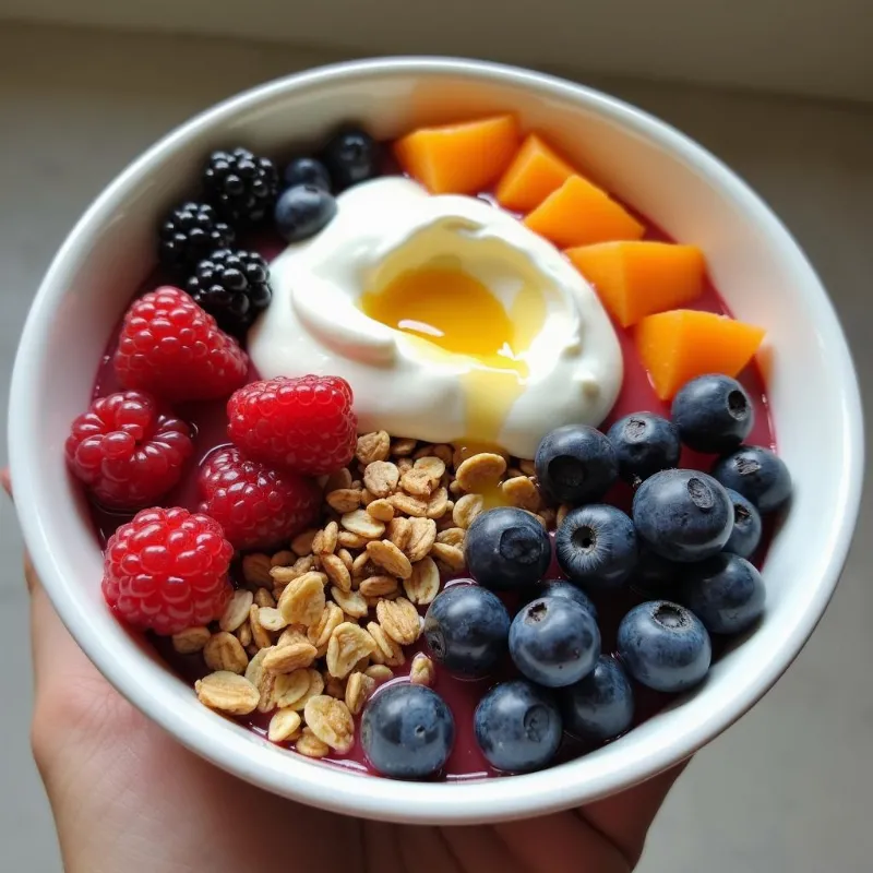 Breakfast bowl with homemade vegan yogurt