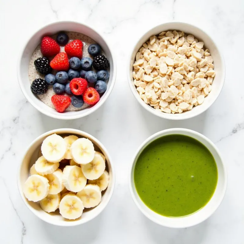 Various base options for vegan breakfast bowls