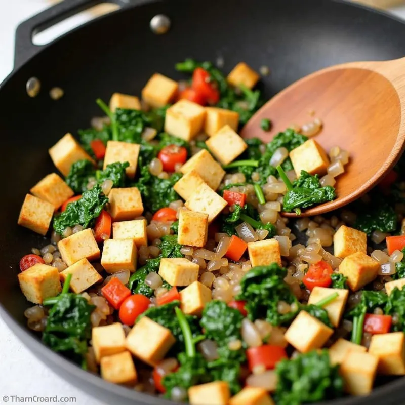 Cooking the Vegan Filling for the Breakfast Casserole