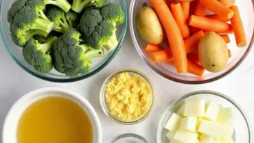 Ingredients for vegan broccoli cheddar soup