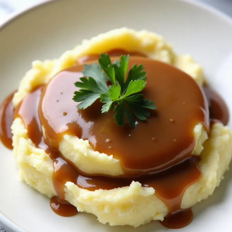 Vegan Brown Gravy over Mashed Potatoes