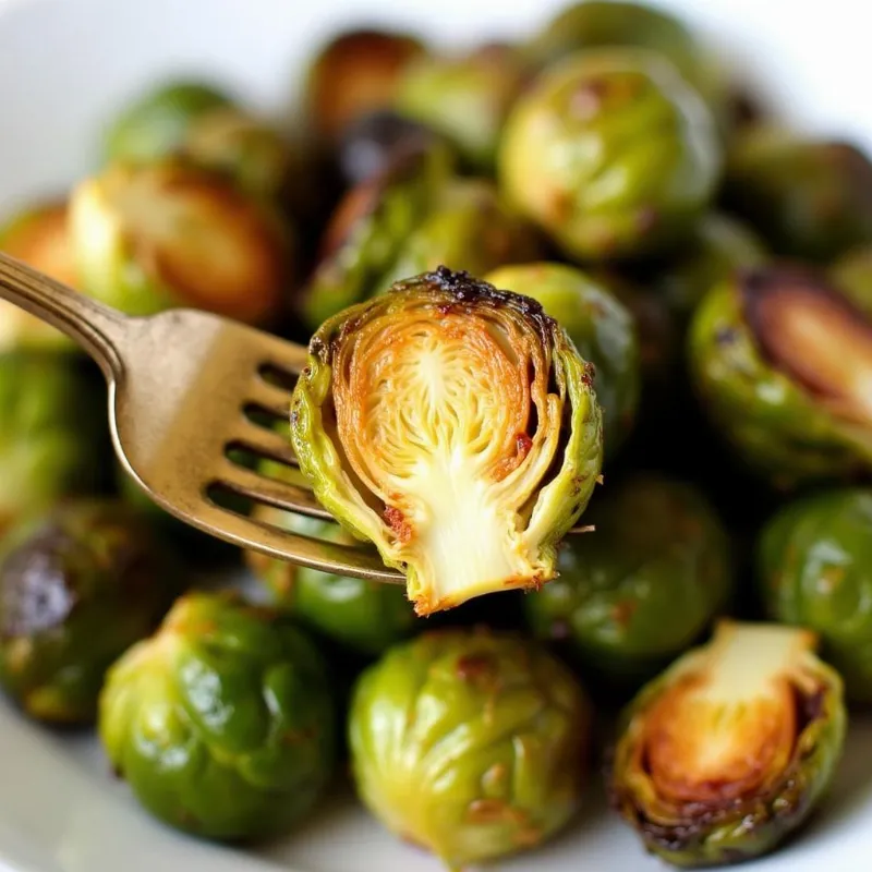 Close-up of Vegan Roasted Brussels Sprouts