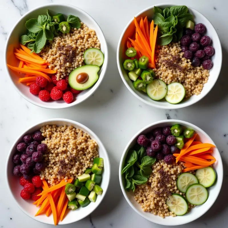 Colorful vegan buddha bowls