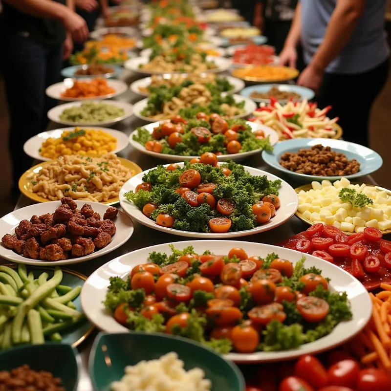 Vegan Buffet Spread for Large Group